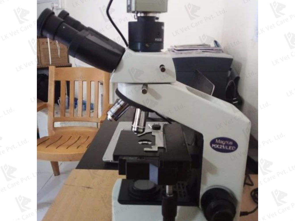 Laboratory microscope with LED light.